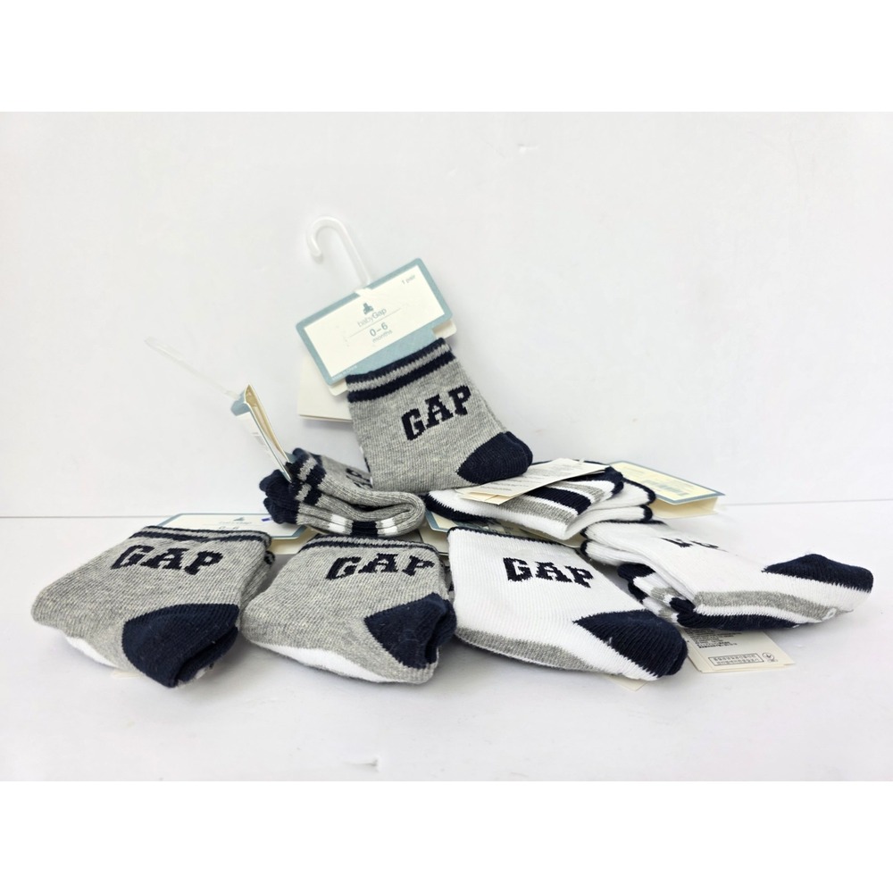 Baby‎ Gap toddler baby socks NEW 0-6 Months lot of 7 grey
